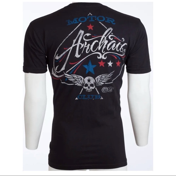 Archaic By Affliction Mens T-shirt Nation Regular Fit Black US Flag S-3XL NWT - Picture 8 of 10